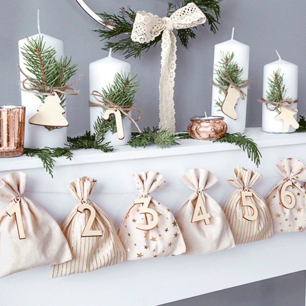 Calendario de Adviento bolsita tela DIY
