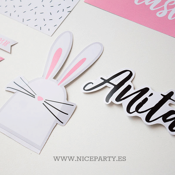 Pack imprimible conejito rosa