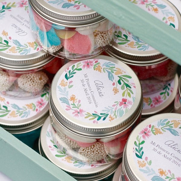 Bote etiqueta corona flores personalizada / 6 uds. - La Fiesta de Olivia - 5