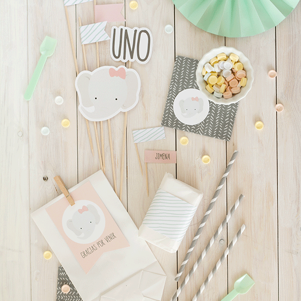 Pack imprimible elefante rosa