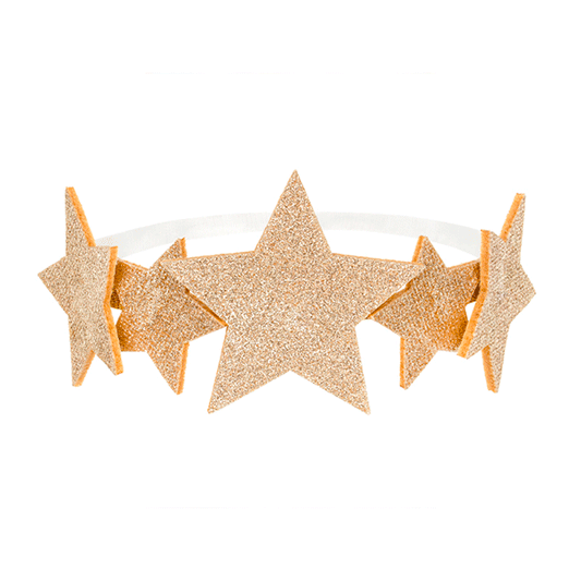 Diadema estrellas doradas glitter