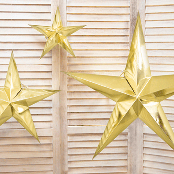 DIY Estrella colgante dorada brillante