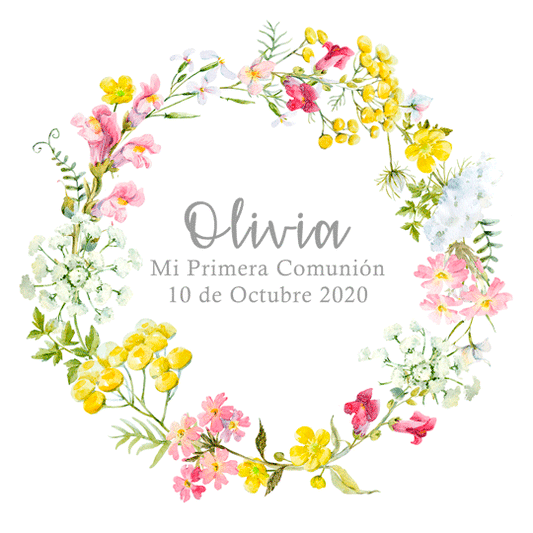 Pegatina personalizada flor de primavera / 12 uds.