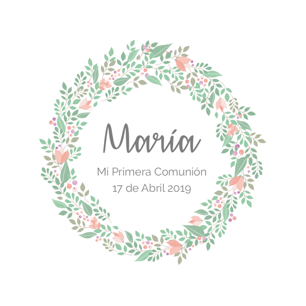 Pegatina personalizada corona flores / 12 uds.