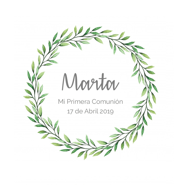 Bote etiqueta corona de olivo personalizada / 6 uds.