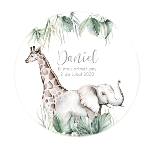 Bote etiqueta Safari Baby personalizada / 6 uds.
