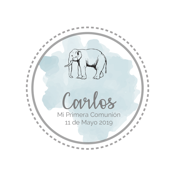 Bote etiqueta Safari celeste personalizada / 6 uds.