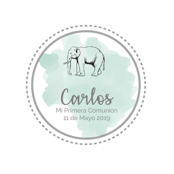 Bote etiqueta Safari mint personalizada / 6 uds.