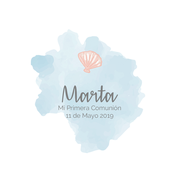 Bote etiqueta acuarela sirena celeste personalizada / 6 uds.