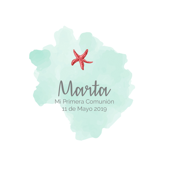 Bote etiqueta acuarela sirena mint personalizada / 6 uds.