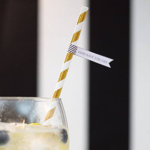 Imprimible etiquetas pajitas Drink Gin Bar - La Fiesta de Olivia - 1