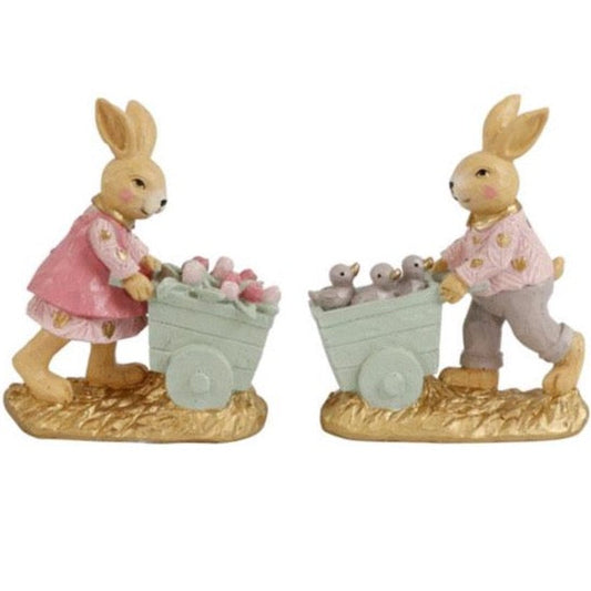 Figura decorativa conejita con carretilla