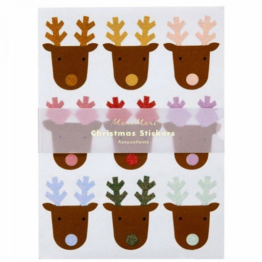 Renos adhesivos de purpurina / 9 uds.