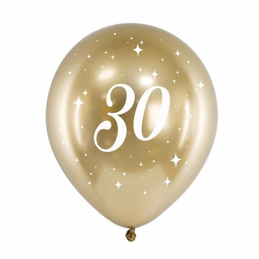 Globos ECO 30 dorado chrome / 6 uds.