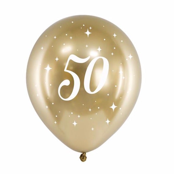 Globos ECO 50 dorado chrome / 6 uds.