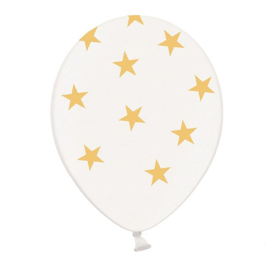 Globos blancos estrellas dorado / 5 uds. - La Fiesta de Olivia