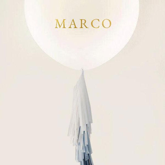 Globo L hinchado con guirnalda AZUL pastel <br> (solo Barcelona)