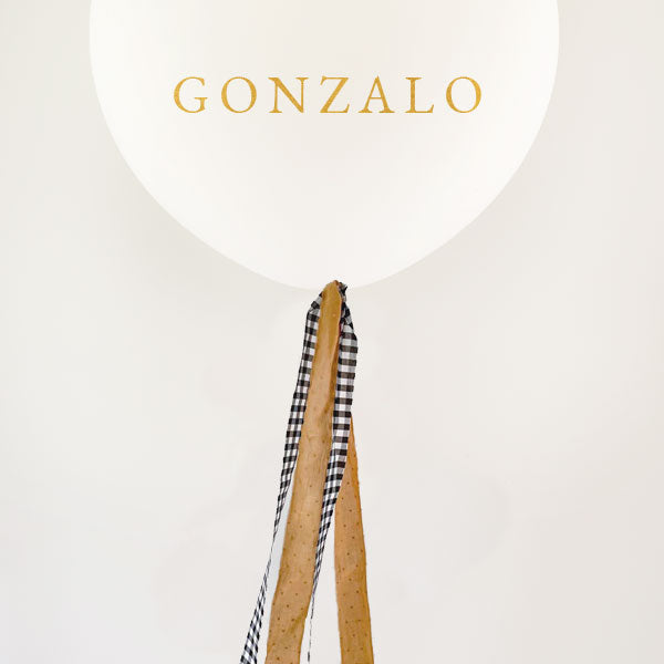 Kit DIY Globo L decorado TELA Vichy y Mostaza