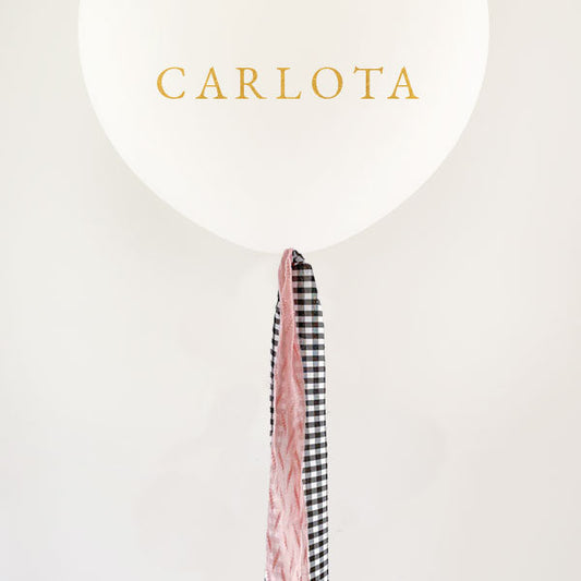 Kit DIY Globo L decorado TELA Vichy y Rosa