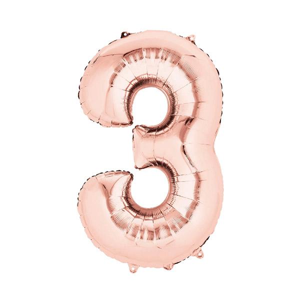 Globo foil 3 XL rosa dorado Premium