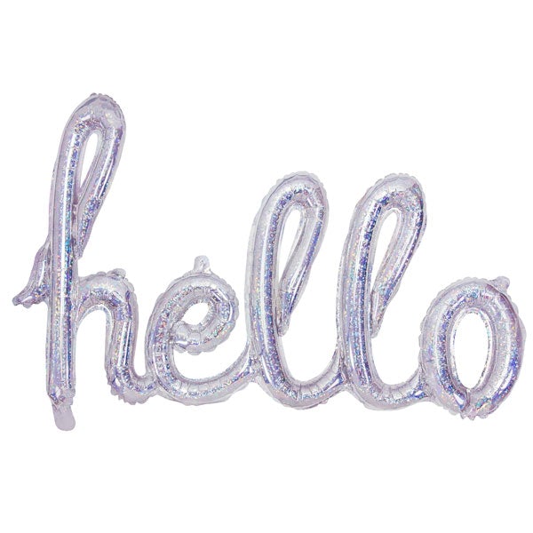 Globo hello caligrafía plata