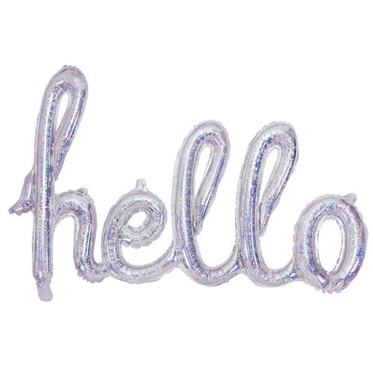 Globo hello caligrafía plata