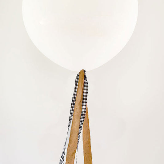 Globo L decorado TELA Vichy y Mostaza