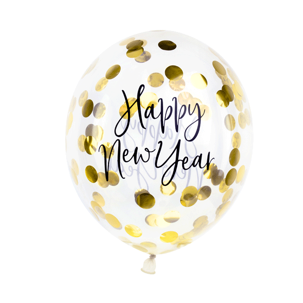 Globos con confetti Happy New Year / 3 uds.
