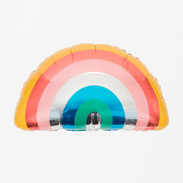 Globo Mylar Arcoiris detalles plata
