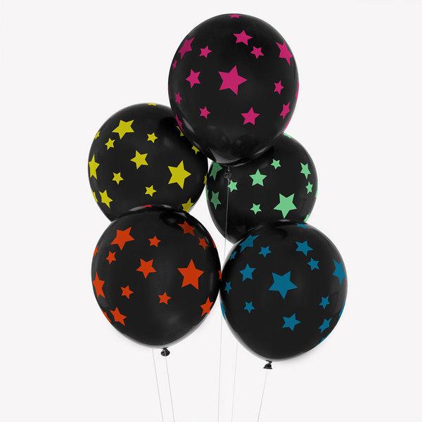 Globos Eco estrellas neon / 5 uds.