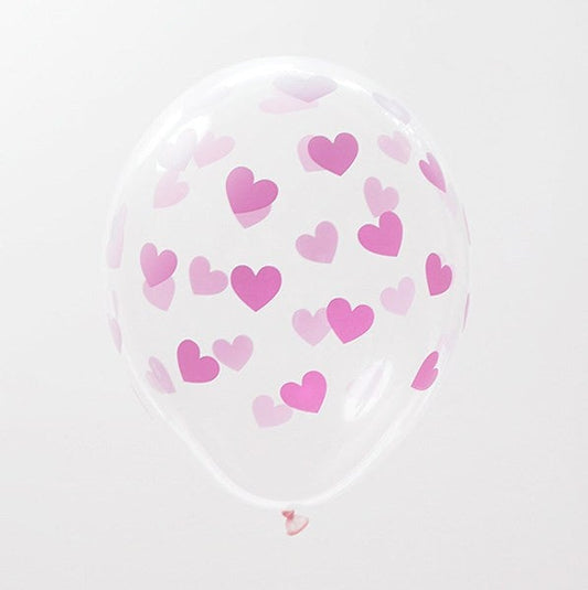 Globos transparentes corazones rosa / 5 uds. - La Fiesta de Olivia