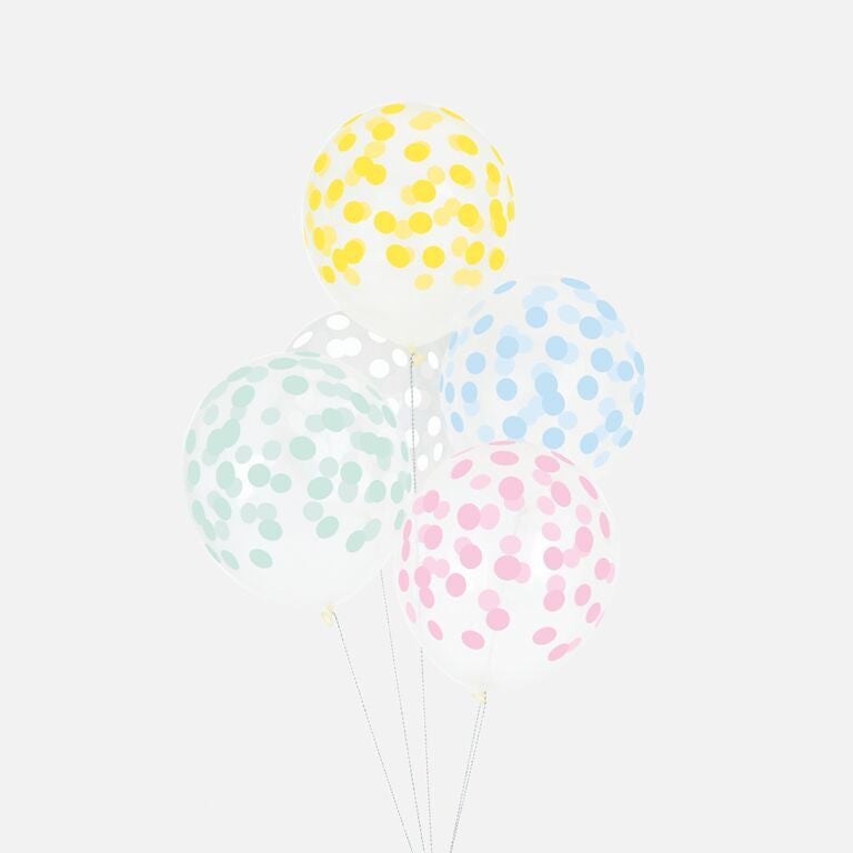 Globos transparentes lunares MIX pastel / 5 uds. - La Fiesta de Olivia