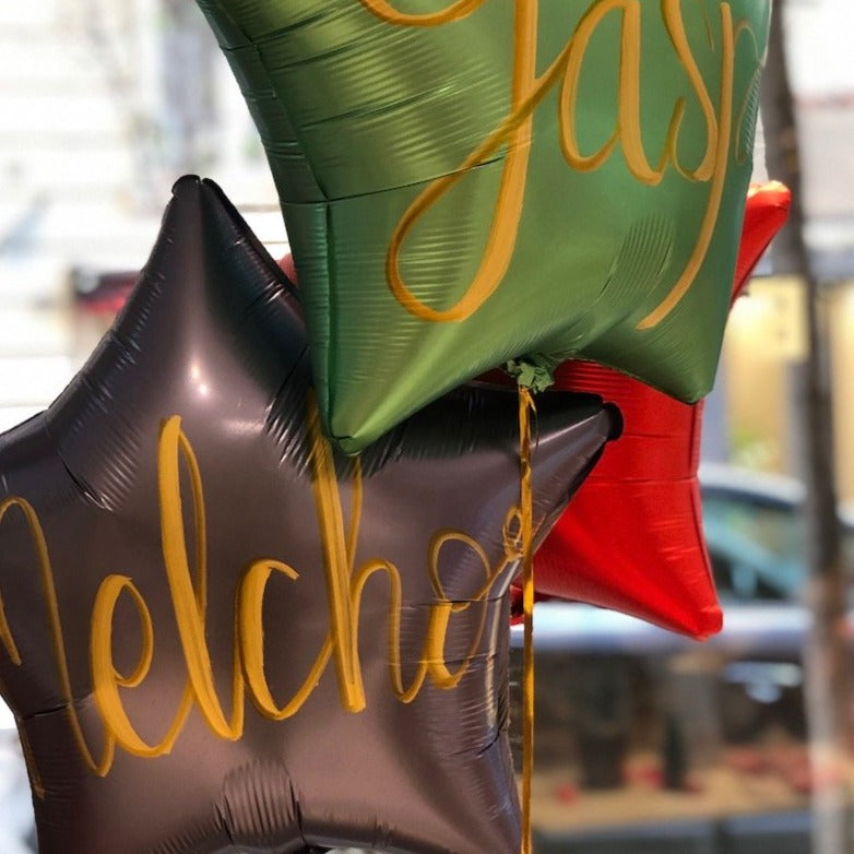 Kit globos SSMM Reyes Magos y corona escritos a mano