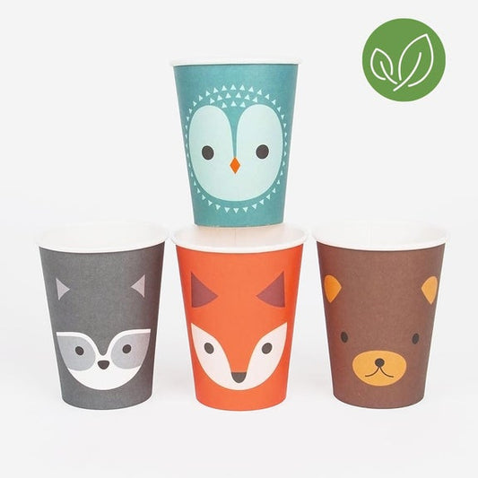Vasos Eco mix animales del bosque / 8 uds.