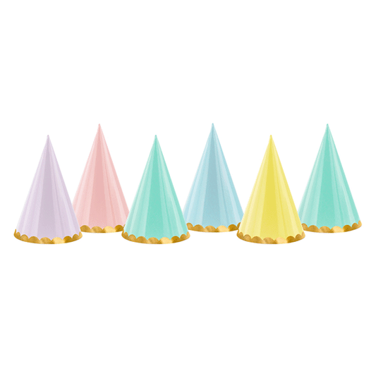 Gorros de fiesta mix pastel / 6 uds.