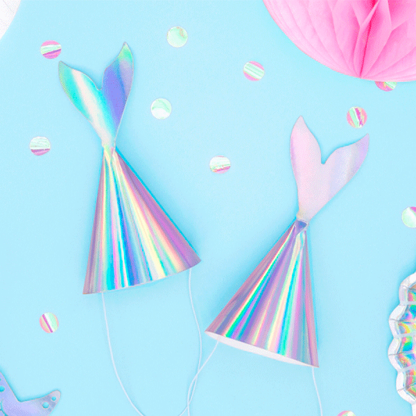 Gorrito sirena iridiscente / 6 uds.