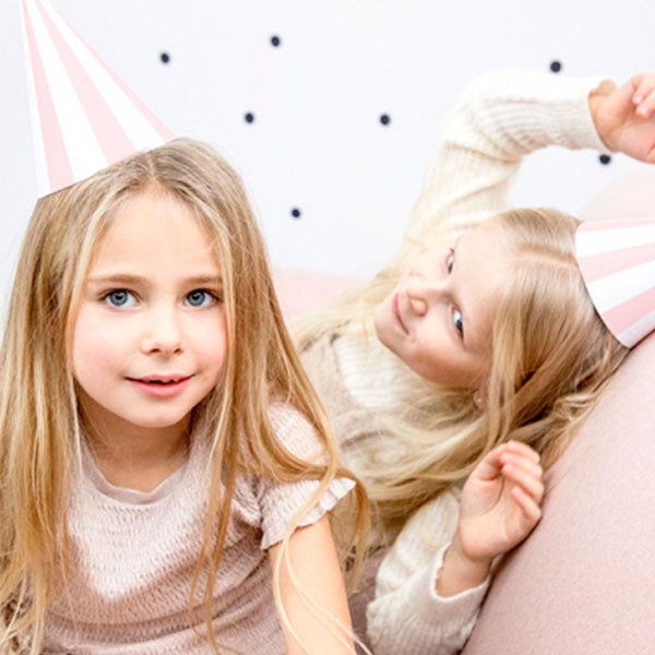 Gorros de fiesta raya rosa / 6 uds.