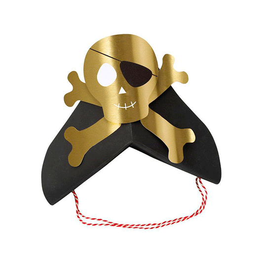Sombrero Pirata dorado / 8 uds.