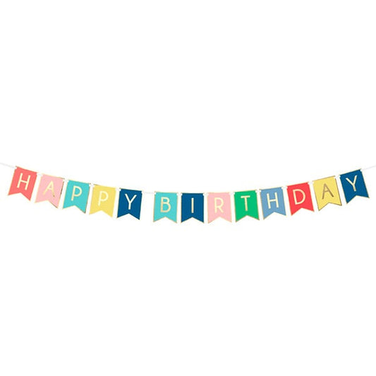 Guirnalda banderines Happy B-day multicolor basic