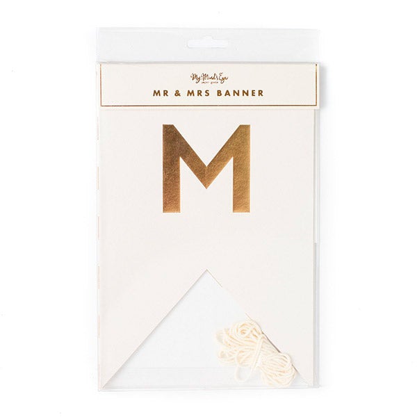 Banderines blanco dorado Mr& Mrs