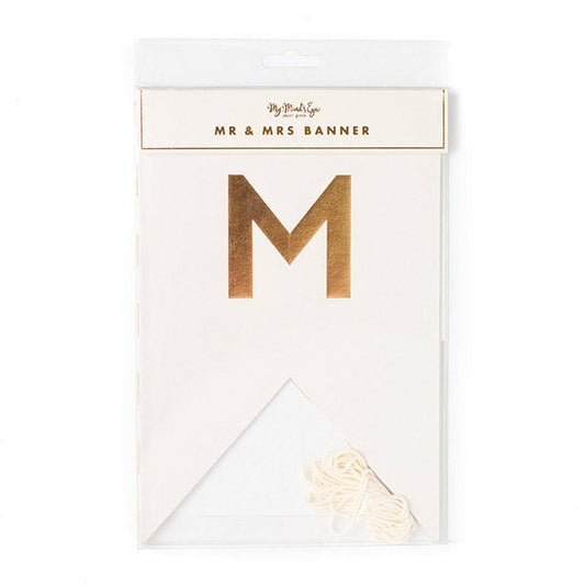Banderines blanco dorado Mr& Mrs