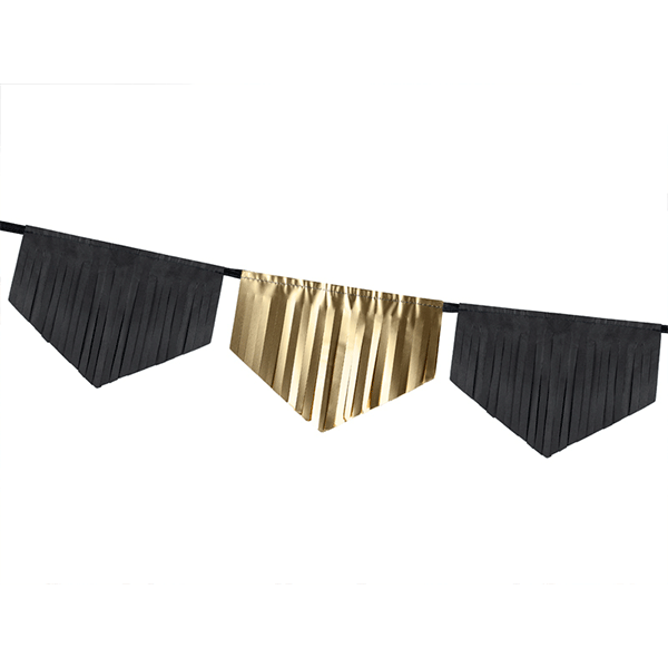 Guirnalda tassel negro y dorada brillo
