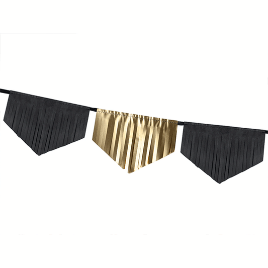 Guirnalda tassel negro y dorada brillo