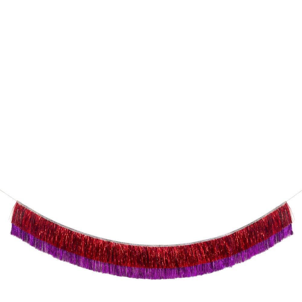 Guirnalda de flecos rojo y lila XL