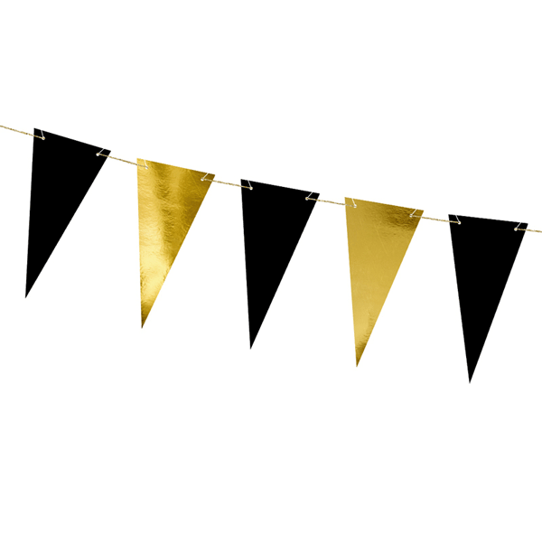 Guirnalda banderines mix dorados y negros basic