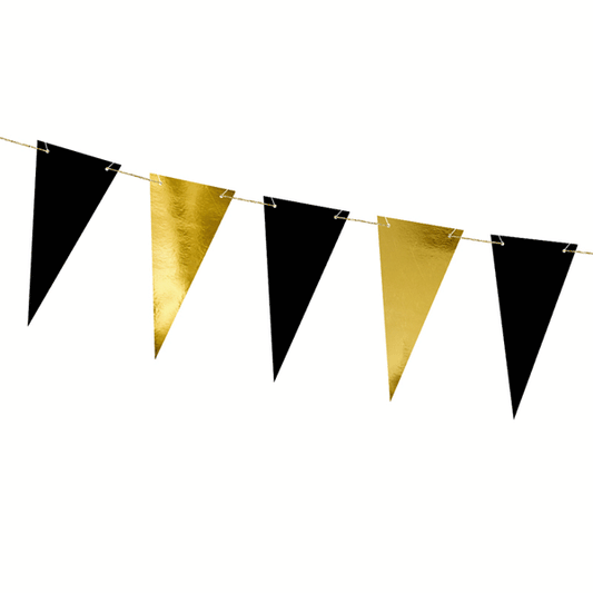 Guirnalda banderines mix dorados y negros basic