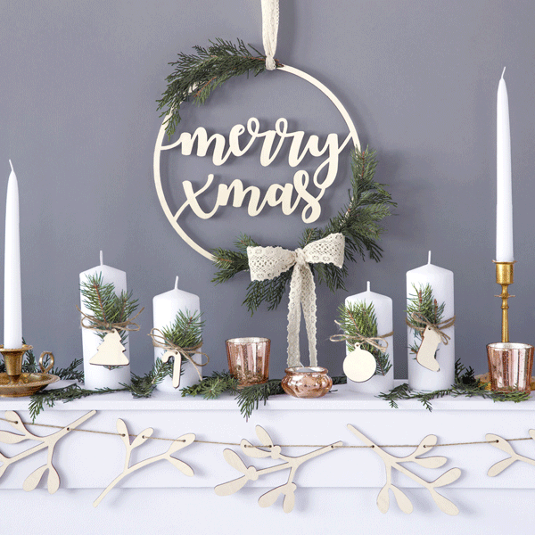 Guirnalda de madera muerdago