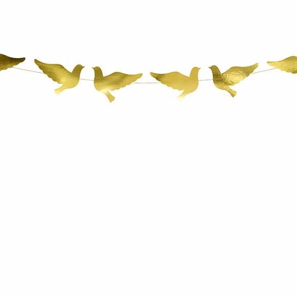 Guirnalda palomas doradas brillo