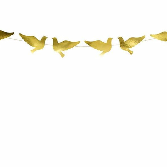 Guirnalda palomas doradas brillo