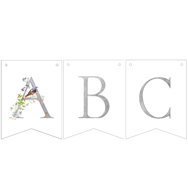 Guirnalda banderines letras pajaritos